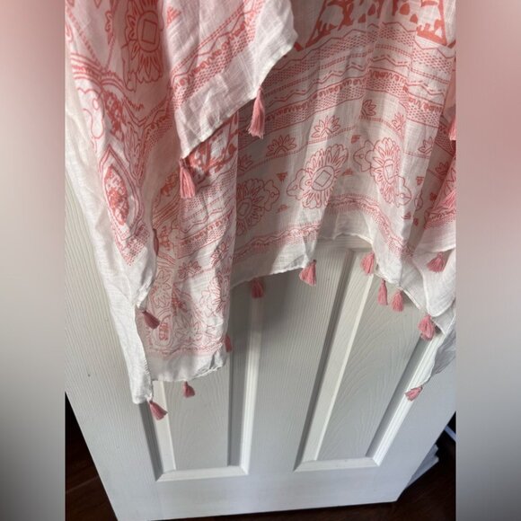 Altard State Boho Kimono Cardigan Open Front Cover Up Pink White Mandala Sz M/L - Picture 2 of 5